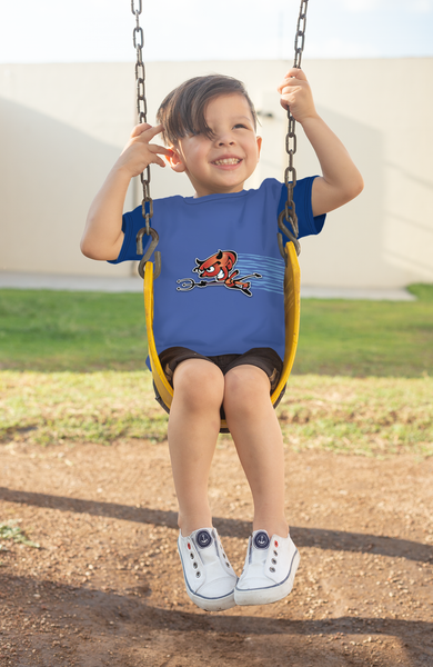 Lil' Devil all over blue Kids crew neck t-shirt