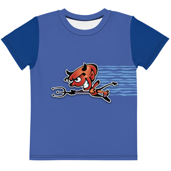 Lil' Devil all over blue Kids crew neck t-shirt
