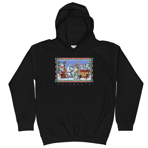 Bear Moose Band Christmas Kids Hoodie
