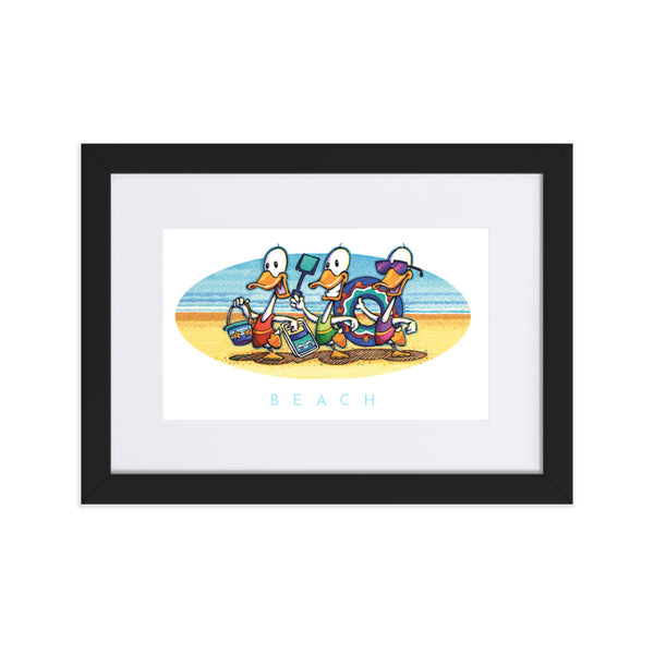 Beach Ducks Matte Paper Framed Poster With Mat