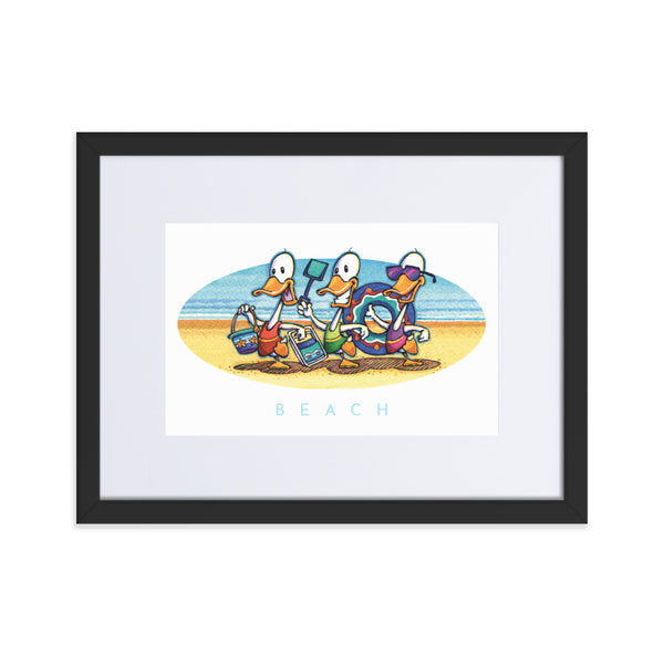 Beach Ducks Matte Paper Framed Poster With Mat