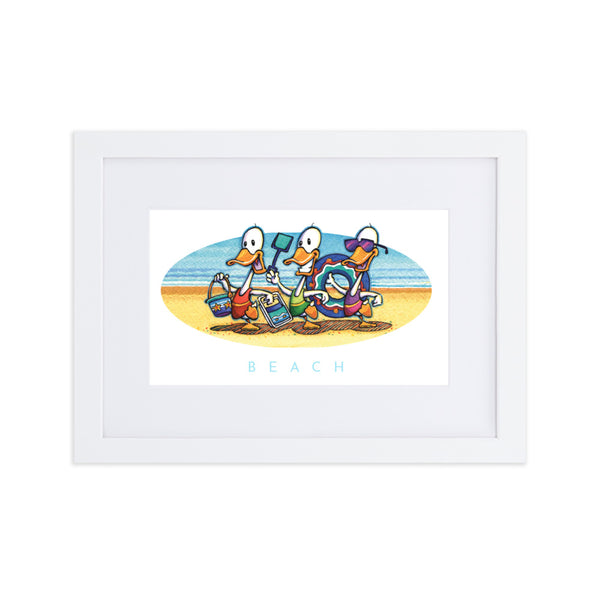 Beach Ducks Matte Paper Framed Poster With Mat