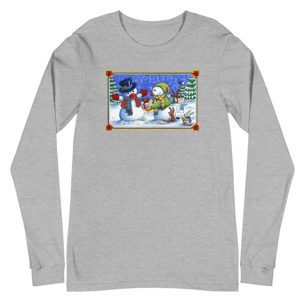 Snowman Present Christmas Unisex Long Sleeve Tee