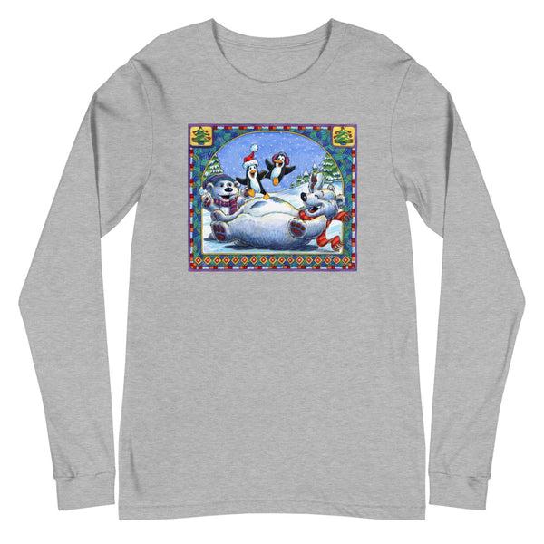 Polar Bear Penguins Trampoline Christmas Unisex Long Sleeve Tee