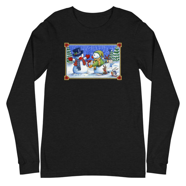 Snowman Present Christmas Unisex Long Sleeve Tee