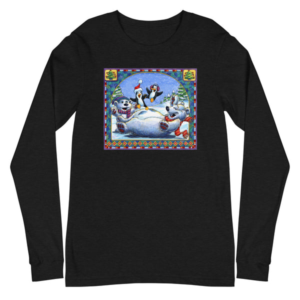 Polar Bear Penguins Trampoline Christmas Unisex Long Sleeve Tee