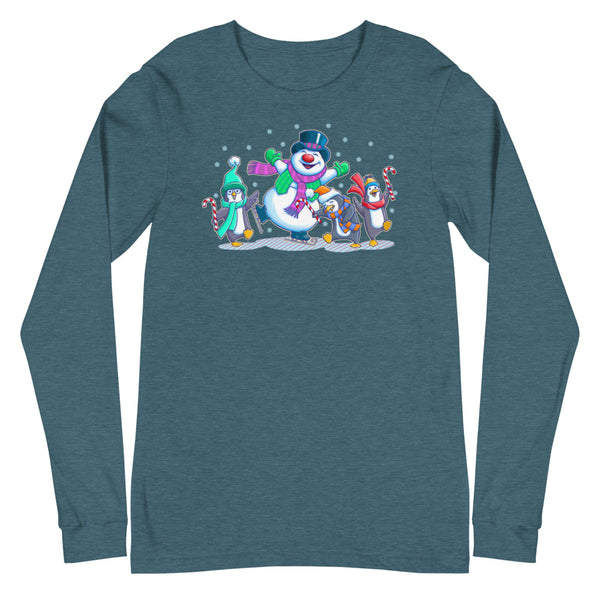 Snowman Penguins Dancing Unisex Long Sleeve Tee