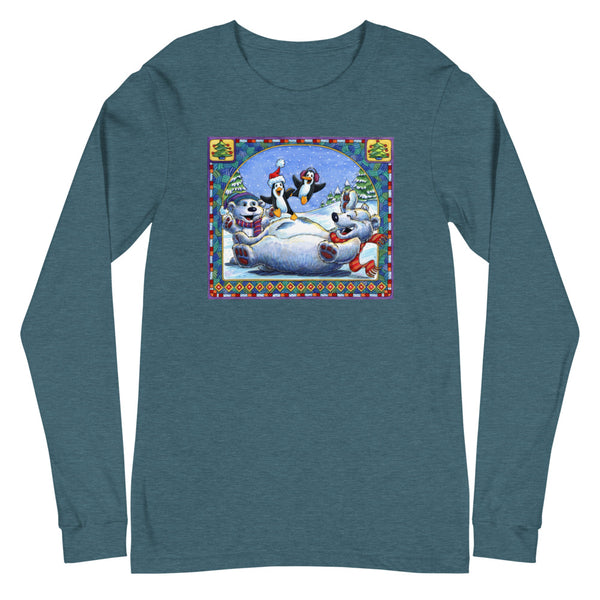 Polar Bear Penguins Trampoline Christmas Unisex Long Sleeve Tee