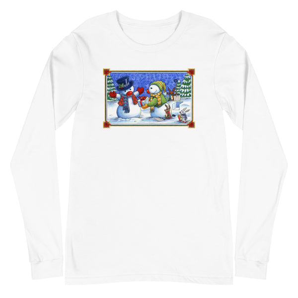 Snowman Present Christmas Unisex Long Sleeve Tee