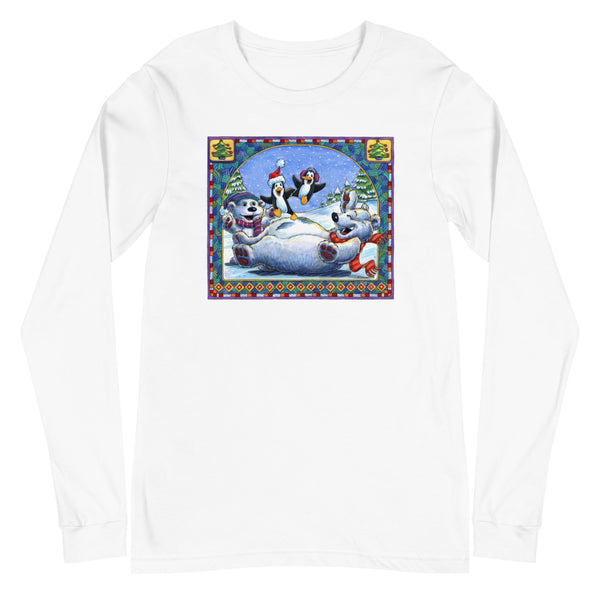 Polar Bear Penguins Trampoline Christmas Unisex Long Sleeve Tee