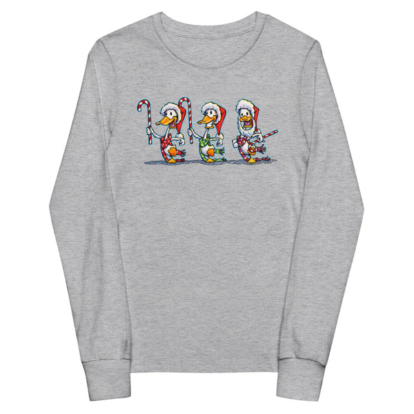 Ducks Candy Cane Christmas Youth long sleeve tee