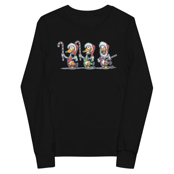Ducks Candy Cane Christmas Youth long sleeve tee