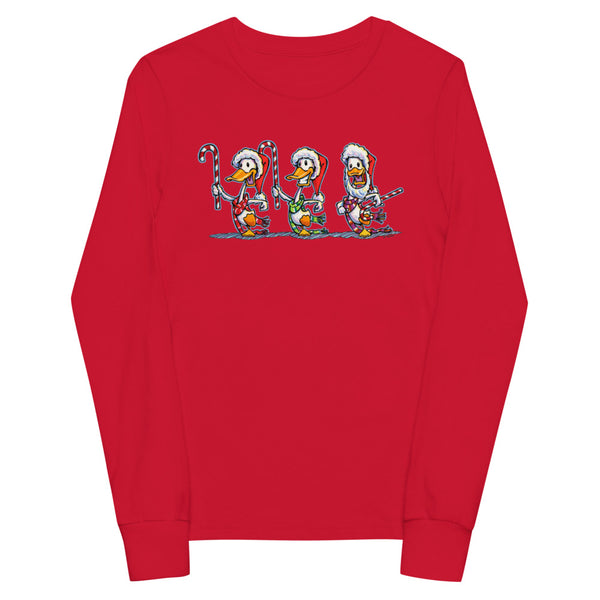 Ducks Candy Cane Christmas Youth long sleeve tee