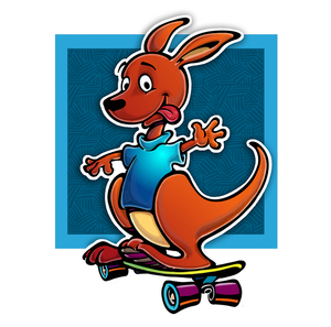 Kangaroo Skateboarding says "Hi!"