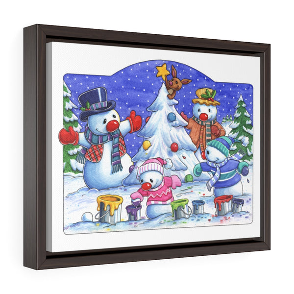 Snowman Tree Horizontal Framed Premium Gallery Wrap Canvas