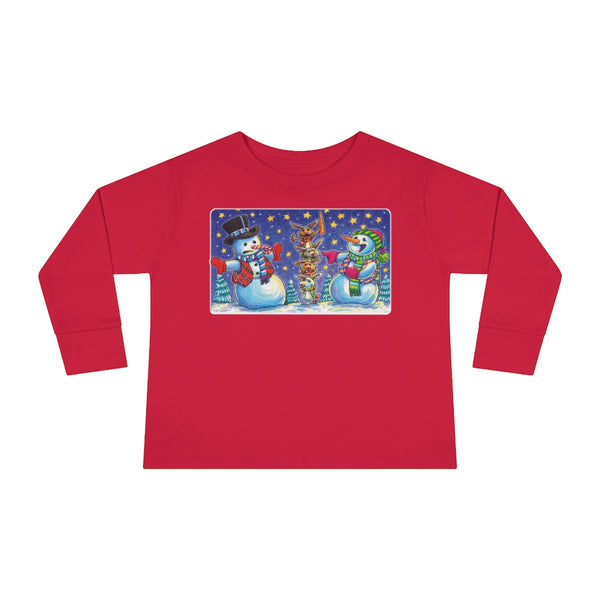 Snowman Bunnies Toddler Long Sleeve Tee