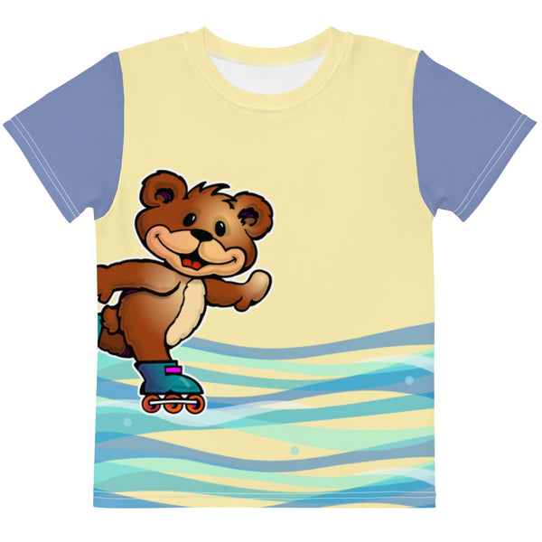 Skating Teddy all over Kids crew neck t-shirt