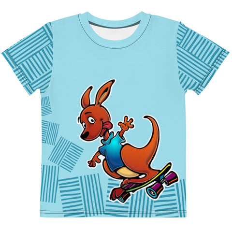 Kangaroo Skateboard all over Kids crew neck t-shirt