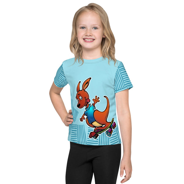 Kangaroo Skateboard Kids all over crew neck t-shirt