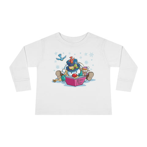 Snowman & Bunny Reading Toddler Long Sleeve Tee