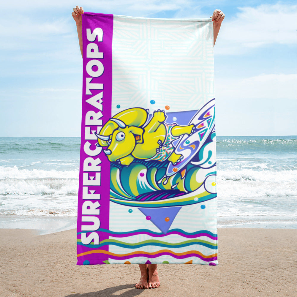 Surferceratops Beach Towel