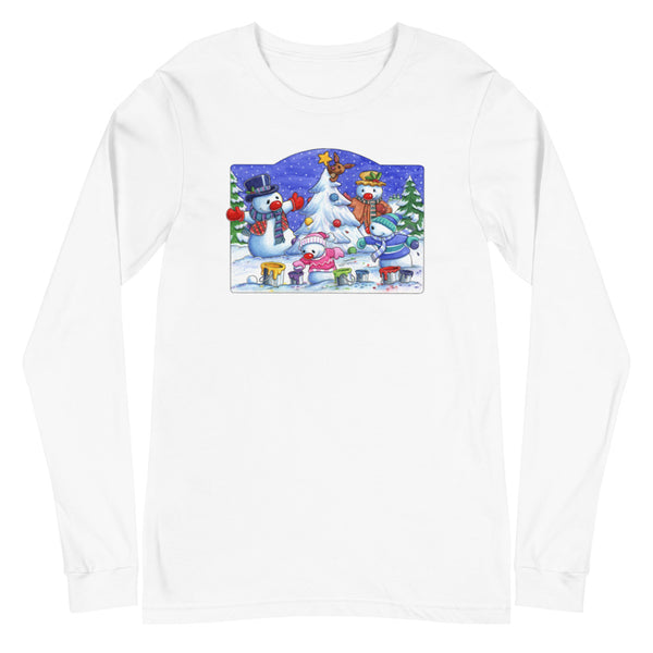 Snowman Tree Christmas Unisex Long Sleeve Tee